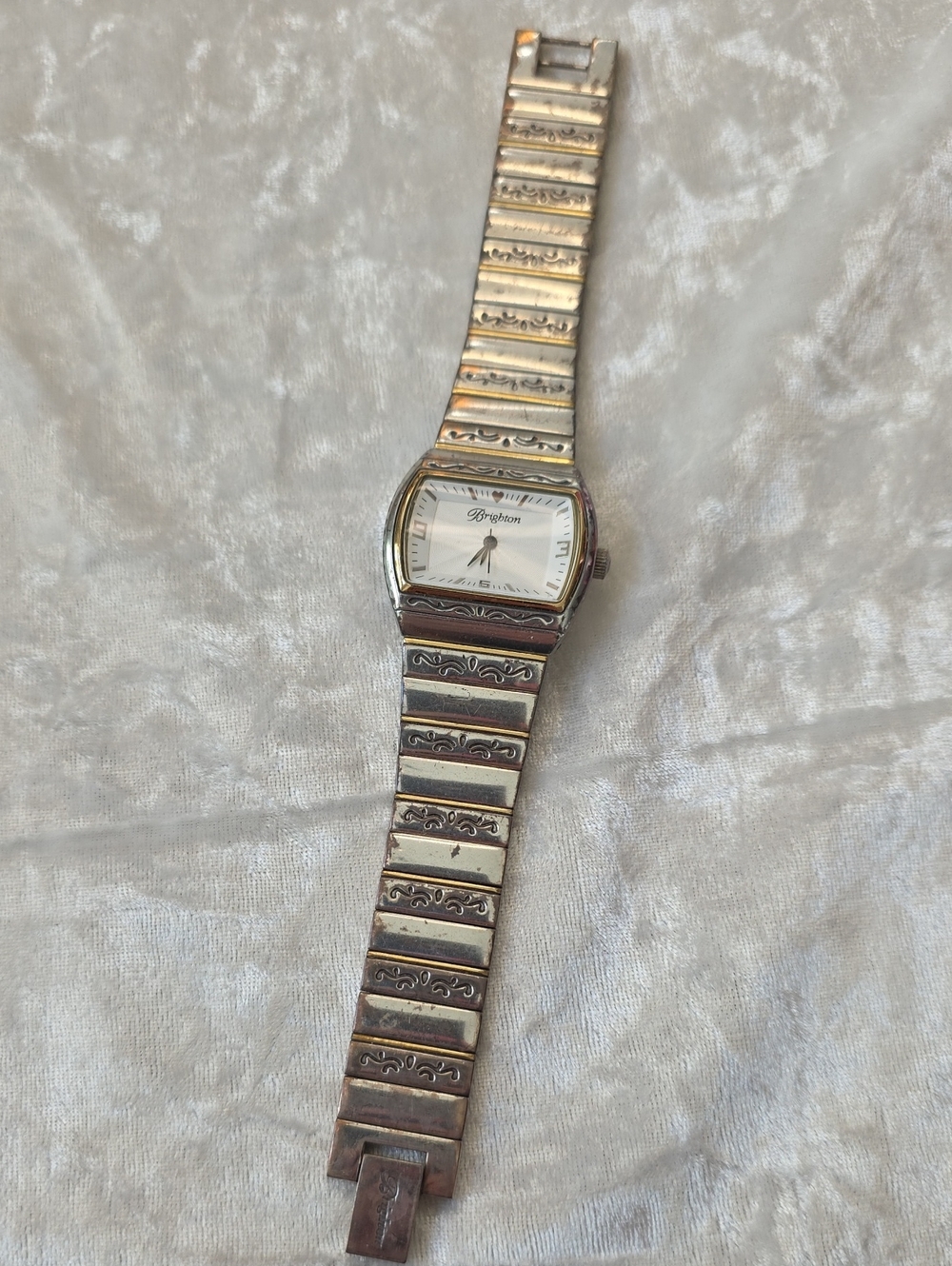Brighton Silver and Gold-Tone Etched Bracelet Watch